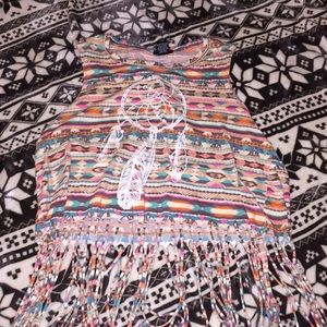 Crop top fringed cut off